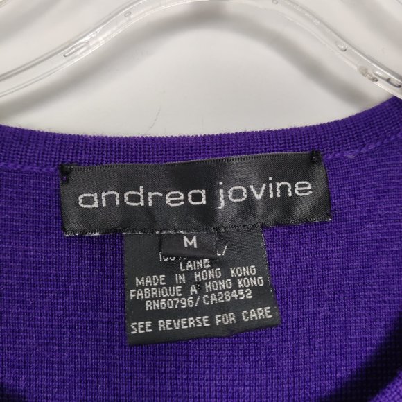 Andrea Jovine Women's Dress Size M Purple Wool Crew Neck Quiet Luxury Chic Warm - Picture 3 of 8
